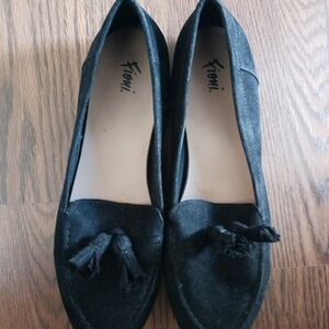 FIONI Black Tassel Loafers for Women | Size 6.5